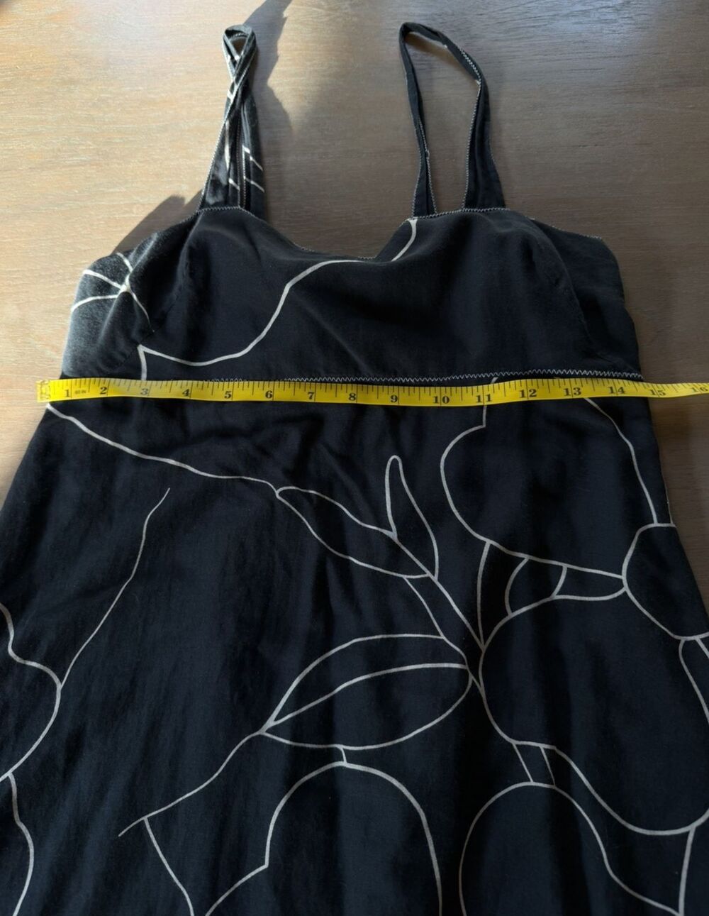 Max Studio Dress Size M Cotton & Silk Black Floral Motif Lined Handkerchief Hem - Picture 6 of 14